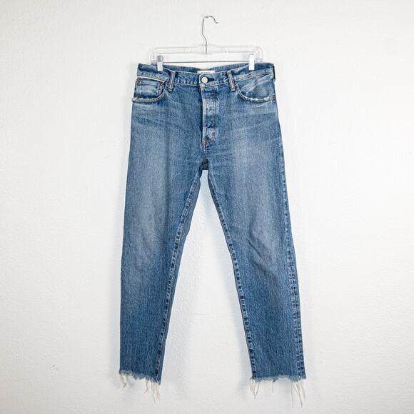 MOUSSY Vintage size 31 Burbank high Rise Denim Jeans raw crop - Picture 1 of 13